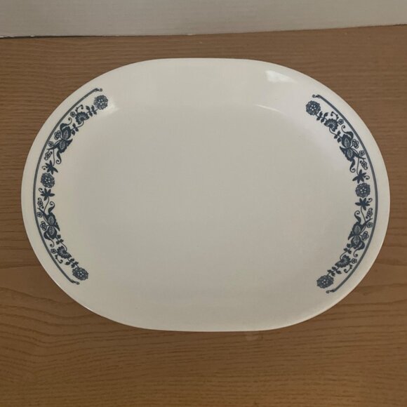 Vintage Corelle Corning Ware Old Town Blue Onion Oval Platter 13 X 10.5 inches - Picture 2 of 6